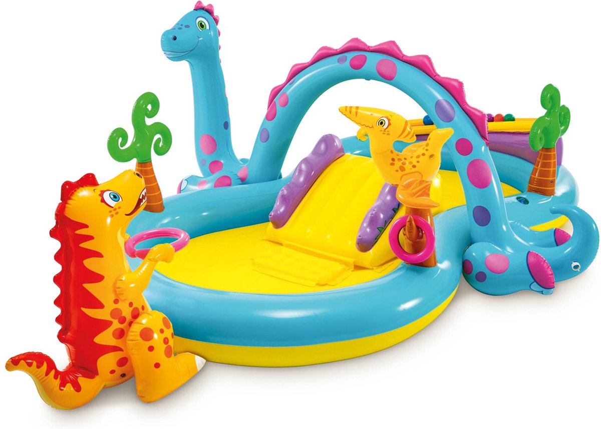 Intex Dinoland opblaaszwembad met glijbaan - dino speelbad