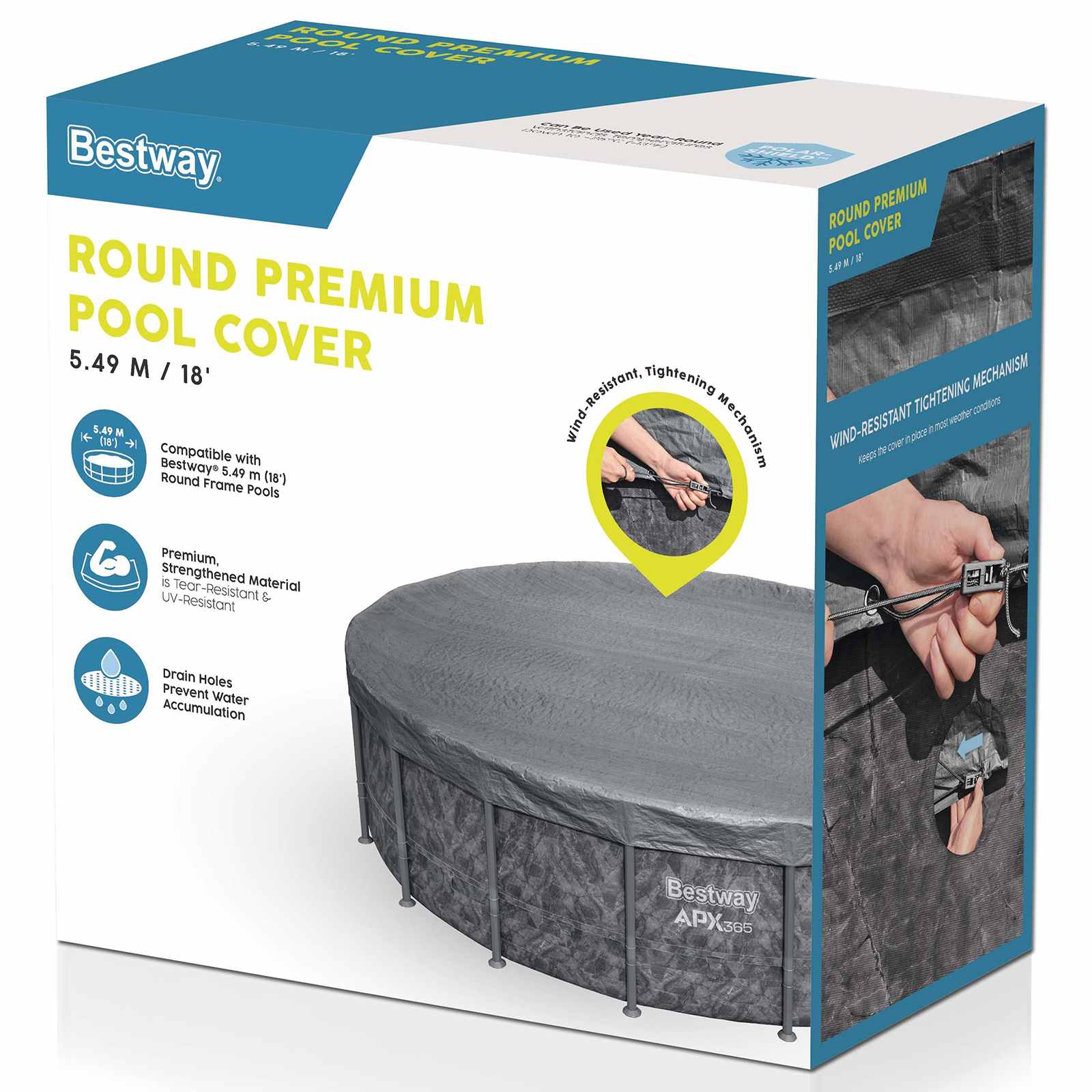 Bestway Premium ronde zwembadafdekking Ø5,49 m polyester grijs