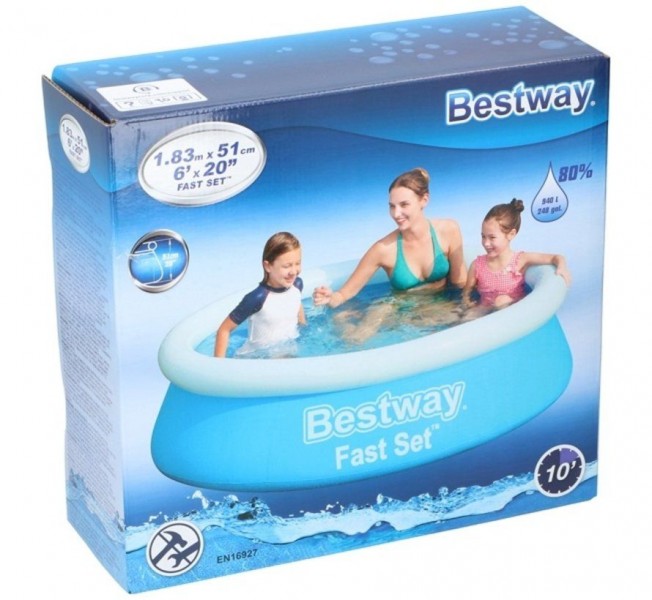 Bestway Fast Set kinderzwembad Ø 183 cm - Opblaasbare rand (57392)