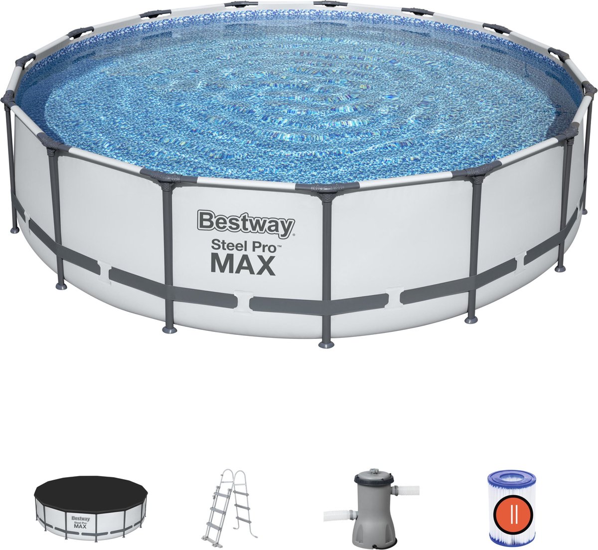 Bestway Steel Pro MAX opzetzwembad set 457x107 cm rond met filterpomp