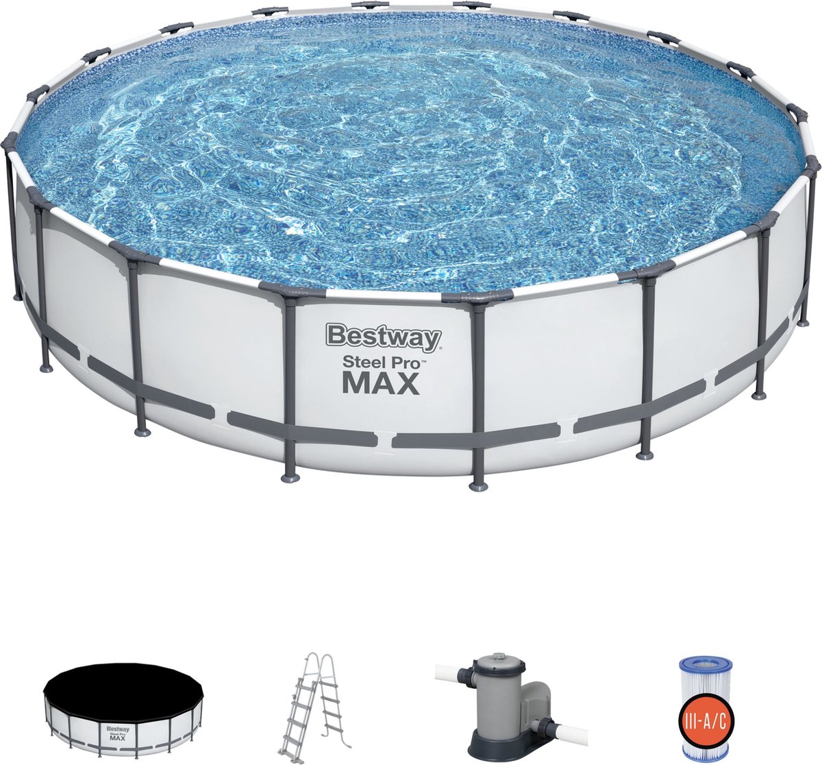 Bestway Steel Pro MAX rond 549 zwembadset met filterpomp en accessoires