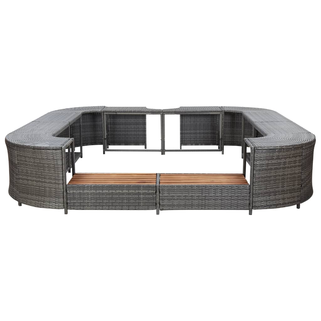 vidaXL Spa-ombouw vierkant 268x268x55 cm poly rattan grijs