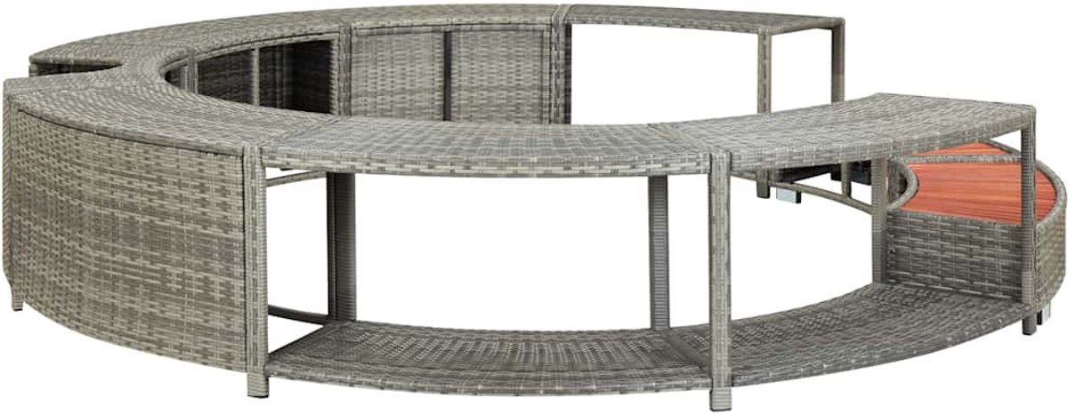 vidaXL Hottub-ombouw poly rattan grijs