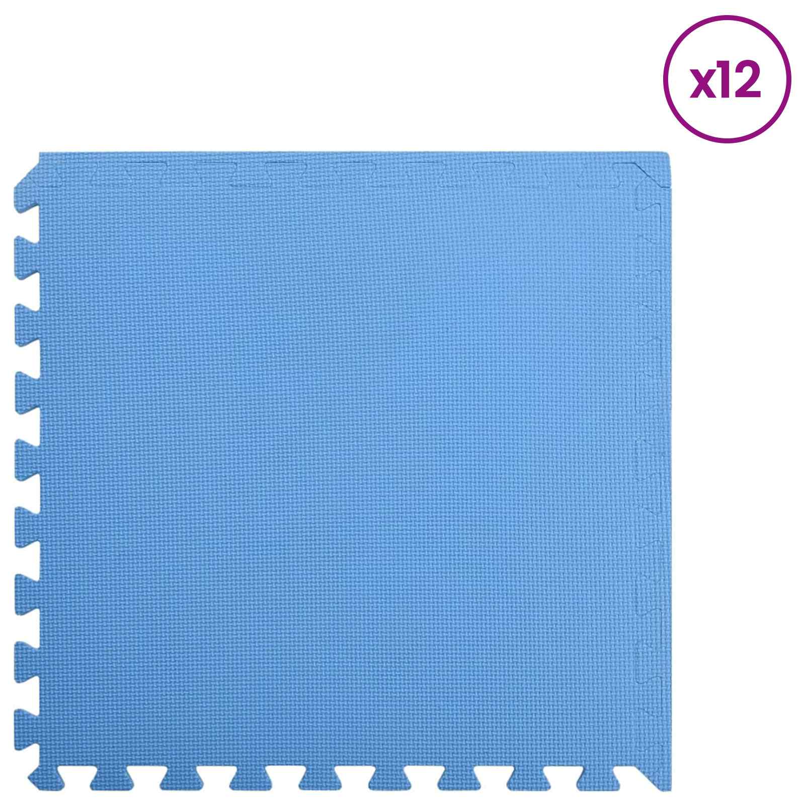 vidaXL Zwembad grondmat 12-delig blauw EVA schuim